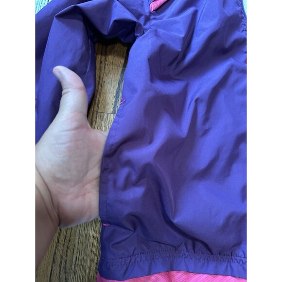 Hanes Sport Vintage Girls Windbreaker Zip Hooded Jacket Purple 90s Size‎ L 10/12 - Picture 8 of 12
